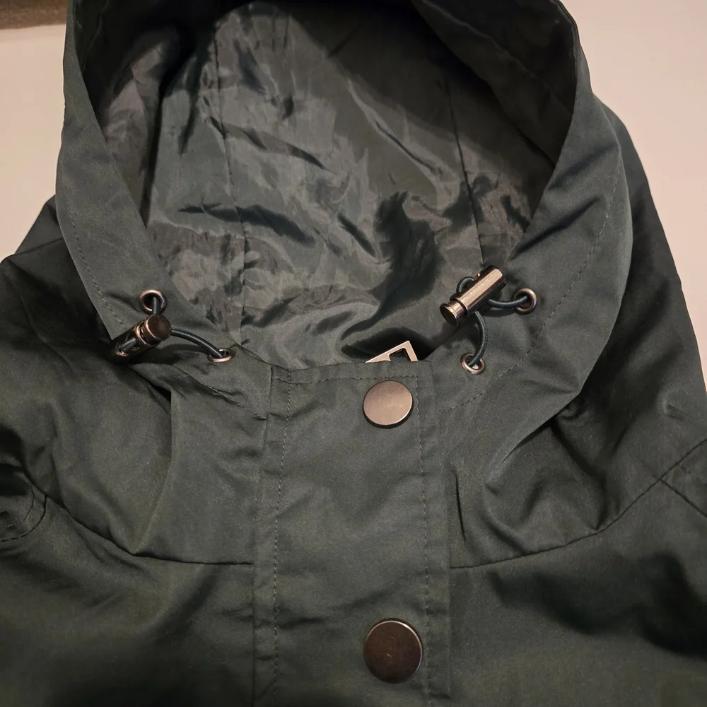 TIME and TRUE Women's Size XL Green Hooded Rain/Trench Jacket - Picture 11 of 13